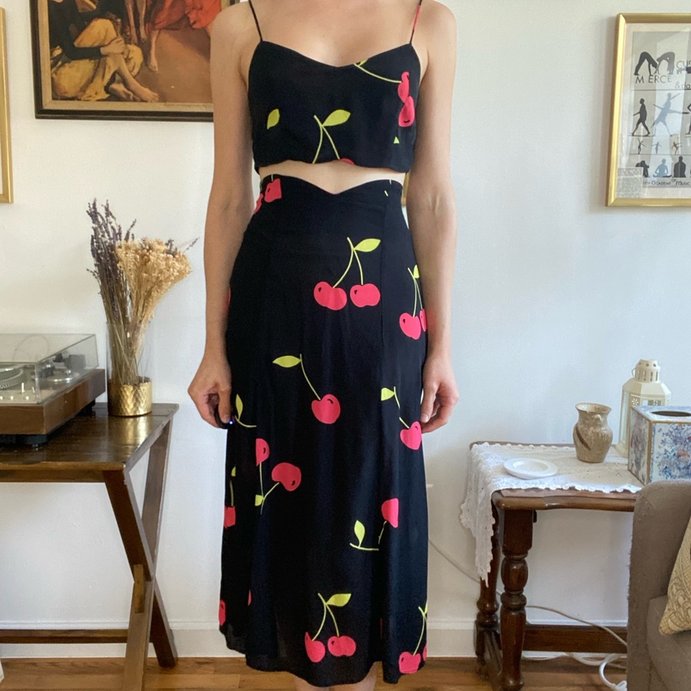 Reformation two piece cherry print set, so fun!